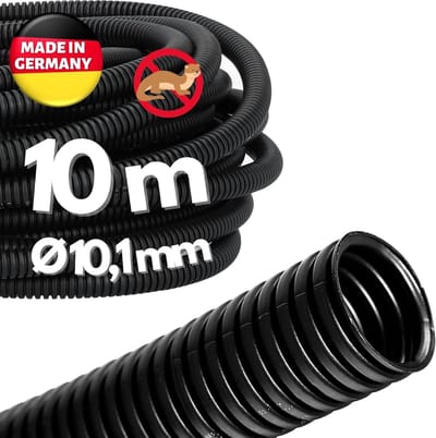 10 meter Kalitec ribbelbuis zonder gleuf 10mm I ribbelslang gesloten I marterbeschermingsbuis I lege buis I kabelbescherming AD 12,7 mm ID 10 mm