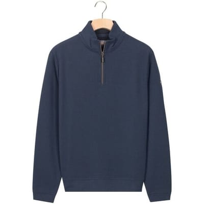 Baileys Trui Sweat Half Zip Jacquard Fabric Fine Allover Texture Dark Denim Blue / male