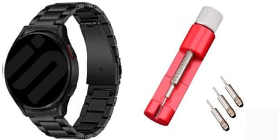 Strap-it Titanium Bandje + Toolkit – Geschikt voor Samsung Galaxy Watch 6 Classic 47mm – Premium Metalen Schakelband – Zwart – Verstelbaar & Luxe