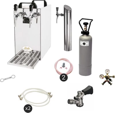 Complete set - Biertap - Kontakt 40 2-kraans droogkoeler, 50 liter/u - Beertender, Thuistap, Bierkoeler - met Fustkoppeling Type D