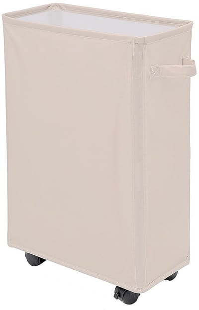 Dailygoods- Wasmand 40 Liter - Wasmand met Wieltjes - Opvouwbare Wasmand - Rechthoekige Wasmand - Binnennet met Trekkoord - Stabiele Constructie - Opbergmand