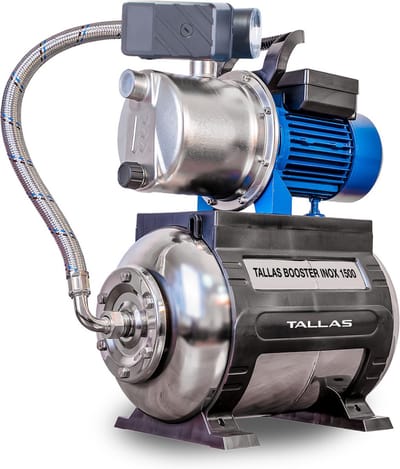 TALLAS BOOSTER INOX 1500 Hydrofoorpomp / Beregeningspomp - 5400l/h - 1300W - Opvoerhoogte 48m - RVS - Tank 25L