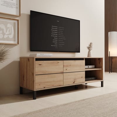 Meubella - Montellini - TV-Meubel - Eikenpatroon - 138x40x52 cm
