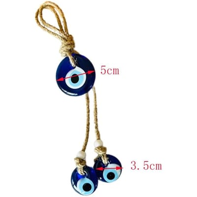 Carillon à vent artisanal contre le mauvais œil pour la décoration et la protection de la maison. Tenture murale complexe tissée à la main contre le mauvais œil pour la maison et comme cadeau. Amulette blue