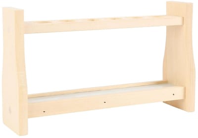 Houten testbuisrek met 6 gaten van dennenhout, hittebestendig en ideaal voor laboratoriumexperimenten en cosmetische opslag
