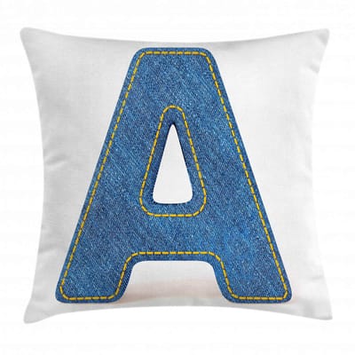 ABAKUHAUS Kussenhoes Letter A – 50x50 cm – Blauw/Geel – Dubbelzijdig
