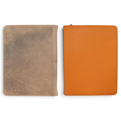 Safekeepers Luxe Leren Schrijfmap A4 Set – 2-Pack – Oranje en Midden Bruin