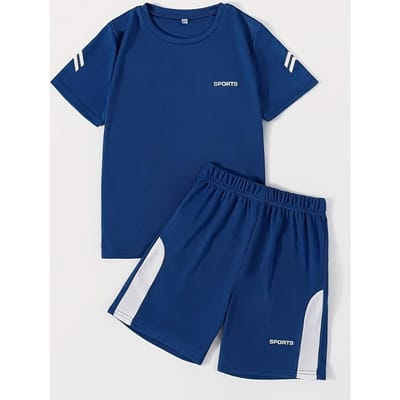 Ensemble pour enfants décontracté, confortable et à séchage rapide, avec motif imprimé alphabet, nouveauté été 2026 160 blue