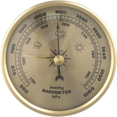 Weerstation Barometer - Weerindicator Thermometer Hygrometer - Weersvoorspelling Thuis - Analoge Uitslag - 90 mm Diameter - Goudkleurig