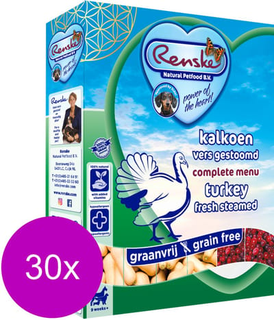 Renske Honden Natvoer - Hondenvoer - 7+ Kalkoen - 30 x 395 g