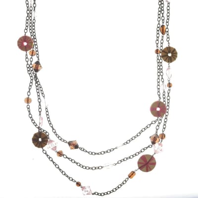Behave - Ketting lang rosé kleur met roze en bruine accenten - Modeaccessoire voor elegante looks - Lengte 100 cm