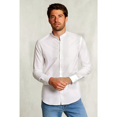 River Woods Slim Fit Uni Shirt Henley Collar White Size: 3XL | Casual Shirts Outlet | Heren | Wit