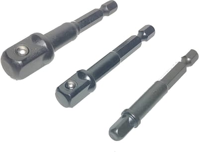 Bit verloop adapter voor doppen 1/4 3/8 en 1/2 geschikt voor bitaansluiting of boorkop gehard staal