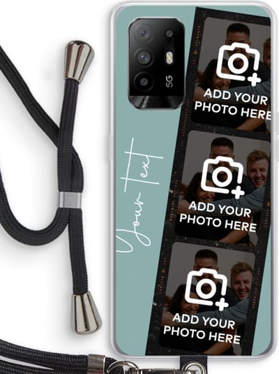 Gepersonaliseerd - Case Company® - Hoesje met koord geschikt voor Oppo A94 5G hoesje met Koord - Filmrol N°1 - Telefoonhoesje met Zwart Koord - Bescherming aan alle Kanten en Over de Schermrand