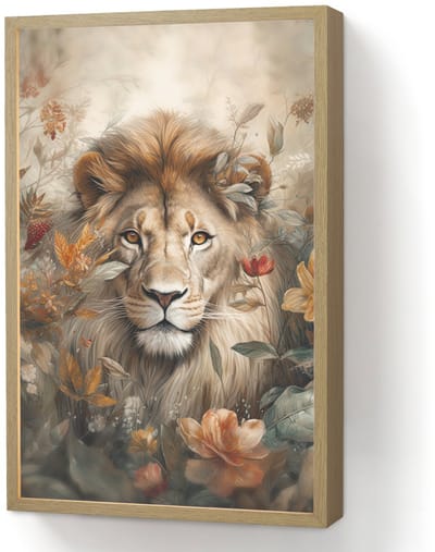 Wandlamp 40x60 cm - Oplaadbaar - Leeuw - Wilde dieren - Planten - Natuur - Bloemen - Wandlampen binnen woonkamer - Slaapkamer lamp - Decoratieve nachtlamp - Vloerlamp draadloos