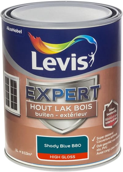 Levis - Expert Hout Lak Buiten High Gloss Mix - Shady Blue B80 - Mengverf - 1 L