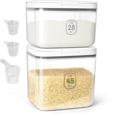 Dailygoods- Rijstbewaarcontainer Luchtdicht 4,5 l - Opslagcontainer voor Droog Voedsel - Meelcontainer - Graancontainer - Kunststof Container - BPA-vrij Plastic