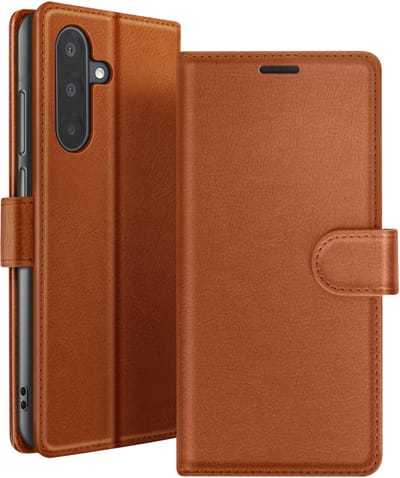 Zanae, Hoesje geschikt voor Samsung A17 - Wallet Case & Magneetsluiting, Bruin
