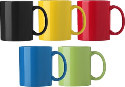 Bellatio Design Koffie mokken/bekers Nantes - 5x - keramiek - multi kleuren - 300 ml