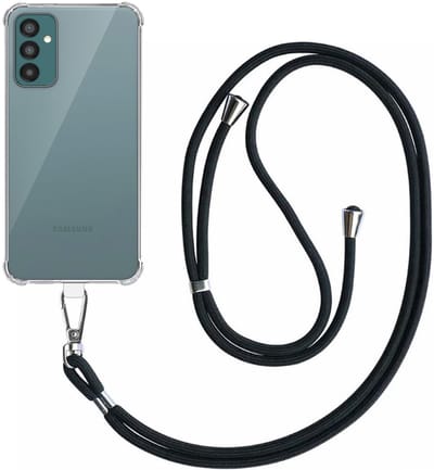 Smartphonica Telefoonhoesje Geschikt voor Samsung Galaxy M23 Transparant Schokbestendig met Afneembaar Universeel Telefoonkoord - Backcover Case Siliconen ShockProof with Lanyard geschikt voor Samsung Galaxy M23