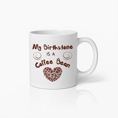 "Mijn Geboortesteen is een Koffieboon" 330ml Keramische Koffiemok – Perfect Cadeau voor Koffieliefhebbers en Boonfans