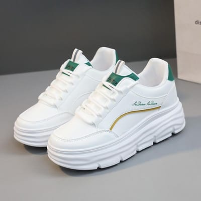 W3613 Nouvelles Chaussures en Cuir pour Femmes Été Chaussures Blanches Plateforme Semelle Intérieure Rehaussante Chaussures Mode Décontractées Chaussures Mode Femme 39 white