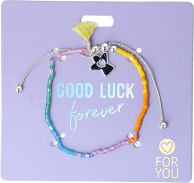 Depesche - Trend kralenarmband Protection & Love - met tekst Good Luck Forever