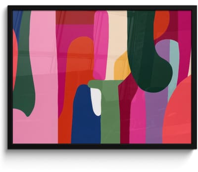 Poster in lijst - Fotolijst 80x60 cm - Posters - Kleurvakken - Recht - Rond - Abstract - Posterlijst zwart - Decoratie - Wanddecoratie woonkamer - Muurdecoratie slaapkamer