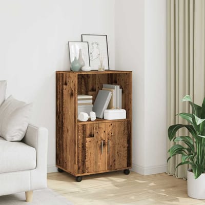 vidaXL - Rolkast - 55x40x91 - cm - bewerkt - hout - oud - houtkleurig