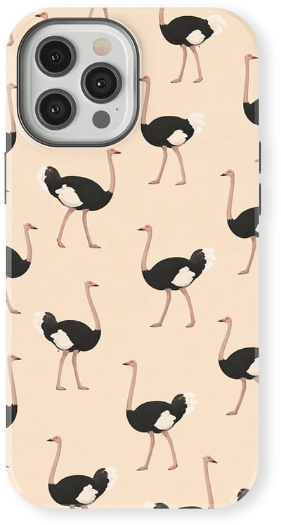 Safari Tough Case geschikt voor iPhone 12 Pro | Premium hoesje met Safari Dieren Design | Geschikt voor Mag | Dieren Print Backcover geschikt voor iPhone 12 Pro Struisvogel