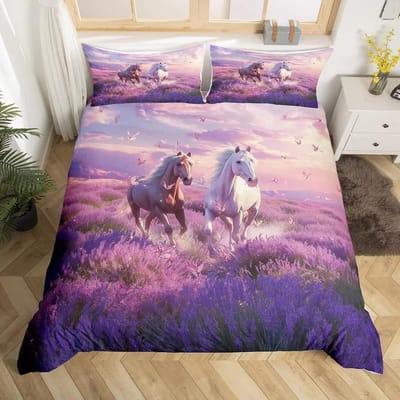 Galopperend Paard Beddengoedset Paard Dekbedovertrek Twin Full Queen King Boerderijdieren Dekbedovertrek voor Kinderen Meisjes Tienerkamer AU Double(180x210cm)
