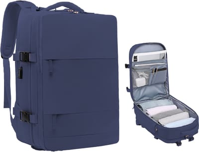 Somstyle Reis Rugzak - 45 x 31 x 20 CM - Handbagage Tas met Schoenenvak - Schooltas - Met USB-Oplaadpoort - Geschikt voor 14 Inch Laptop - Donkerblauw
