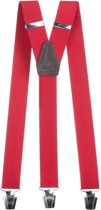 Pierre Mouton Sterke Bretel - Bretels - Volwassenen - Heren - Wijnrood - 120cm - 3 brede clips - M - L