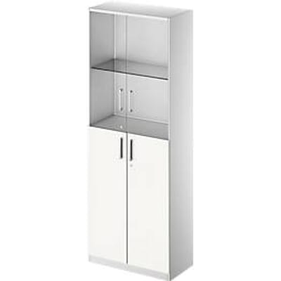 Schäfer Shop Genius Combikast TETRIS SOLID, 5 ordnerhoogten, glazen deuren en vleugeldeuren, b 800 mm, afsluitbaar