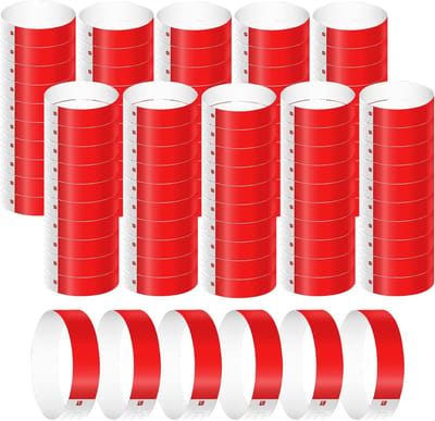 1000 Stuks Waterdichte Neon Polsbandjes voor Evenementen, Toegangspasjes voor Feesten, Muziekfestivals en Concerten (Rood)