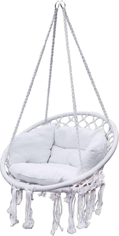 Hangstoel - Schommelmand - Ontspannen Buiten - Inclusief Kussens - 80 cm - Wit