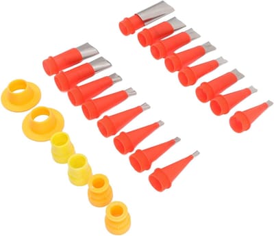 Kitspuit Applicator Set - Kit Afwerkingsgereedschap - Voegen Vullen - Roestvrij Staal Materiaal - 16 Mondstukken 6 Bases