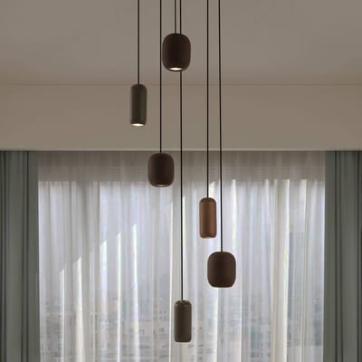 Lucande - hanglamp - 6lichts - IJzer, metaal, PVC - GU10 - zwart mat, donkergroen mat, bruin mat