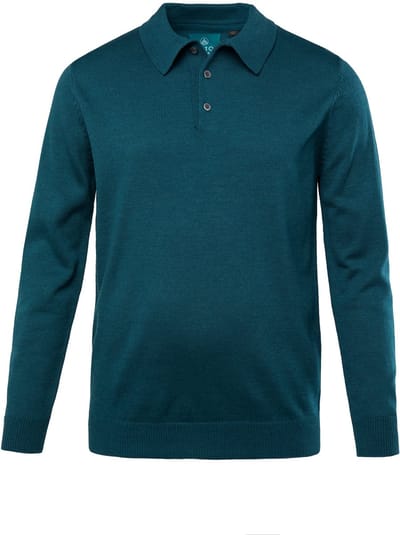 Boston Park - Heren - Gebreid poloshirt lange mouwen - Donkerpetrol - Maat 68+