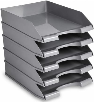 Plasticforte Brievenbakjes - 5x - A4 - lichtgrijs - kantoor postbakjes