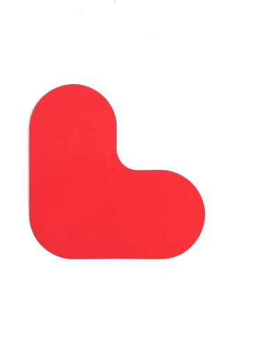 Hoekstuk (L-vorm) Rood 120 x 120 mm - vloersticker met vlakke toplaag