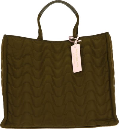 COCCINELLE Shopper Never Without Bag Nylon Matelasse Handbag Loden / Loden Kaki