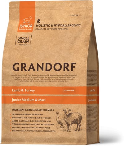 Grandorf - Lam & Kalkoen - Junior All Breeds - Hondenvoer - Hypoallergeen - 10 kg