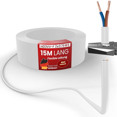 Flexibele Witte Apparaatkabel 2G0,75 voor Installatie Binnen en Buiten