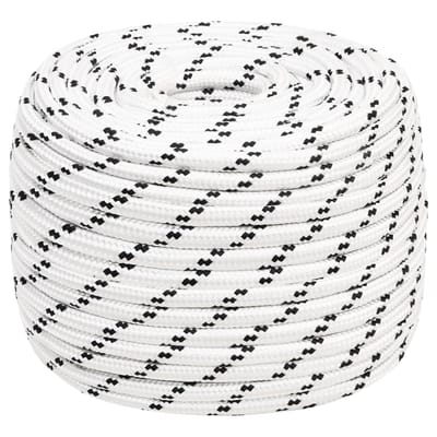 vidaXL - Boottouw - gevlochten - 12 - mmx25 - m - polyester - wit