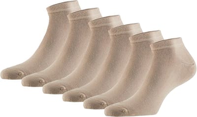 Marco rossi - Modal sneakersokken - Beige - Maat 35-38 - 6 Paar - Sneakersokken heren - Sneakersokken dames - Premium Modal Kwaliteit