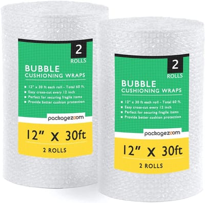 Bubbelkussenfolie 12 inch x 30 ft - Geperforeerd Dempingsmateriaal voor Verpakking en Verhuizen
