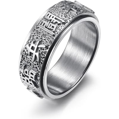Chinese Windkanaal Thuis Negen Karakter Mantra Titanium Staal Draaiende Ring Verlicht Angst Handstuk 10# gray