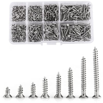 Dailygoods- Zelftappende Schroeven 800 Stuks - Roestvrij Staal - Kruiskopschroeven - Voor Metaal/Hout - Opbergdoos - Corrosiebestendig