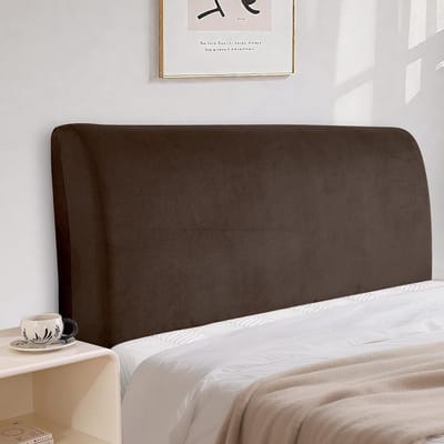 Fluwelen Bed Headboard Cover, Stretch All-Inclusive Bescherming Cover, Elastisch, Effen, Stofdichte Hoofdbordbekleding Voor Bed, Wasbaar (200cm, Donkerbruin)